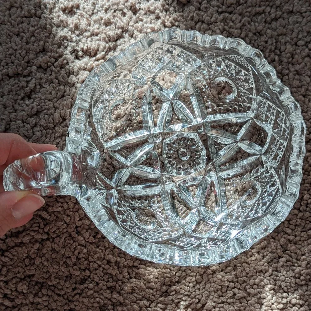 Glass 5 Inches Platter with Handle Preloved